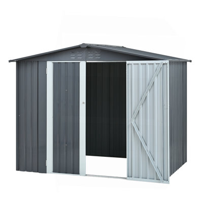 Metal Storage Shed With Double Doors, Heavy-Duty Galvanized Steel Outdoor Garden Shed For Tools, Lawn Equipment, And Yard Storage (72.8"Hx68.9"Dx87.8"W)
