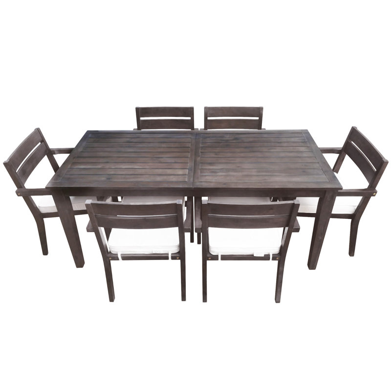 Table et chaises d'extérieur en bois d'acacia U_Style convenant au patio, Gris