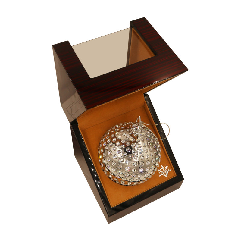 Orbis 4'' Handmade Geometric Metal Ball Ornament, Platinum