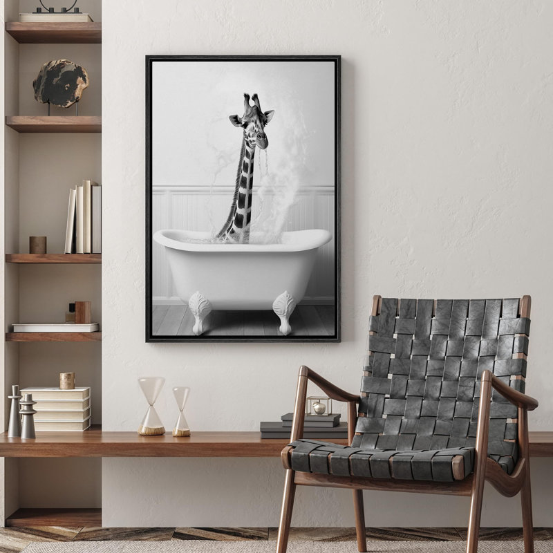 Animaux, décoration de salle de bain, baignoire girafe, H 24 po x l 16 po x P 1,5 po, Cadre noir