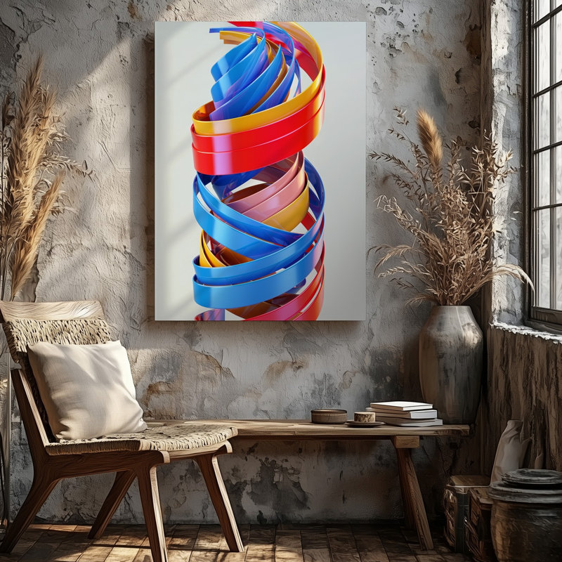 Toile, composition abstraite vibrante mettant en vedette des rubans translucides coulants de couleur, art mural entrelacé dans une danse dynamique, art mural sur toile