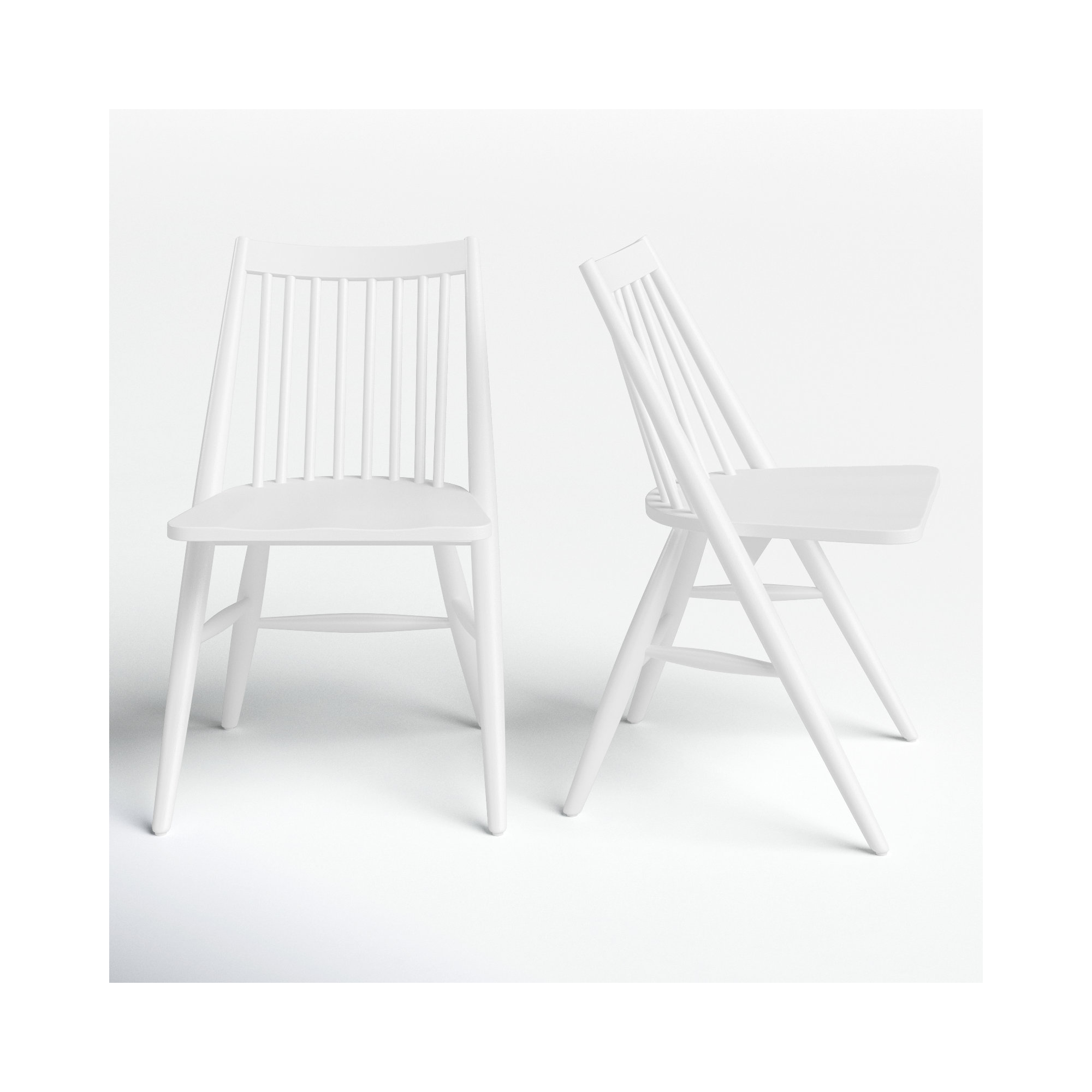Kloss Solid Wood Slat Back Side Chair, White