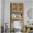 Bamboo Over the Toilet Storage Cabinet, Over Toilet Bathroom Organizer with Slatted Doors, Adjustable Shelf and Open Shelf, Natural