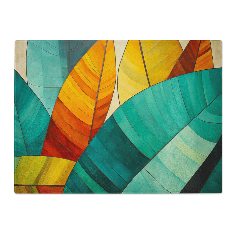 Leaf Geometric  Glass Chopping Board