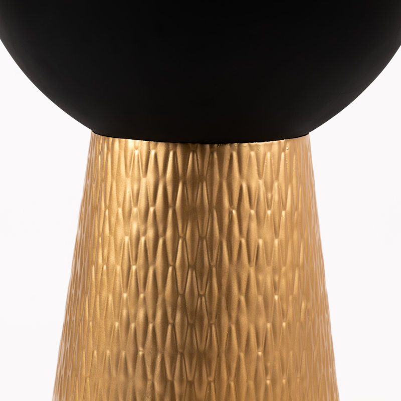  Table d'appoint moderne de style sablier avec plateau en bois noir mat, Or