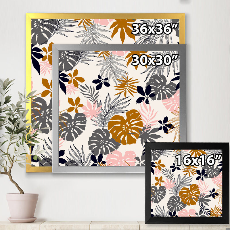Nature tropicale, feuilles de Monstera en silhouette - impression sur toile, H 16 po x l 16 po x 1,5 po