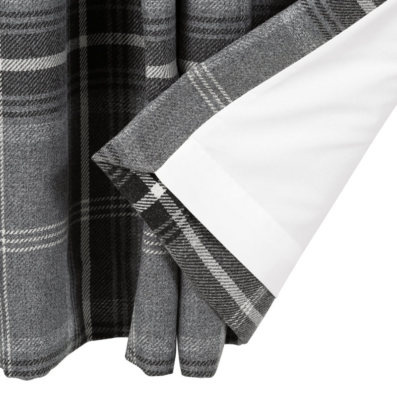 Bernita Tartan Faux Wool Eyelet Curtains, 168 W x 229 D cm, Natural Beige