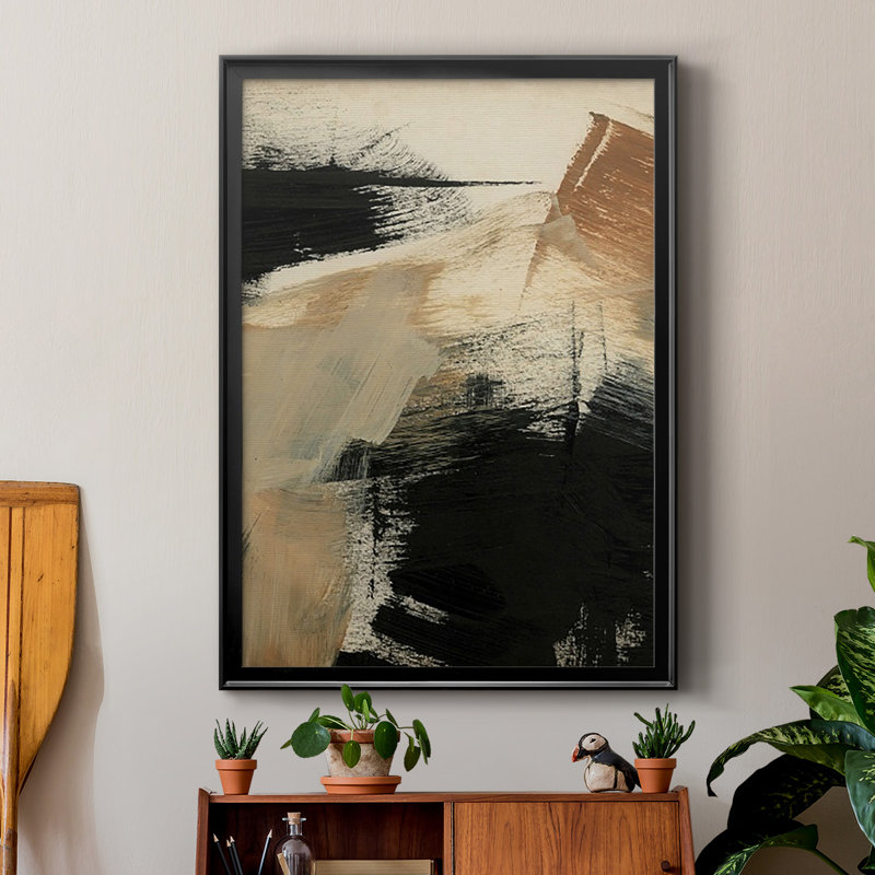 «Baked Paintstrokes III», reproduction encadrée de qualité supérieure - prête à être suspendue, H 36,5 po x l 26,5 po, Noir