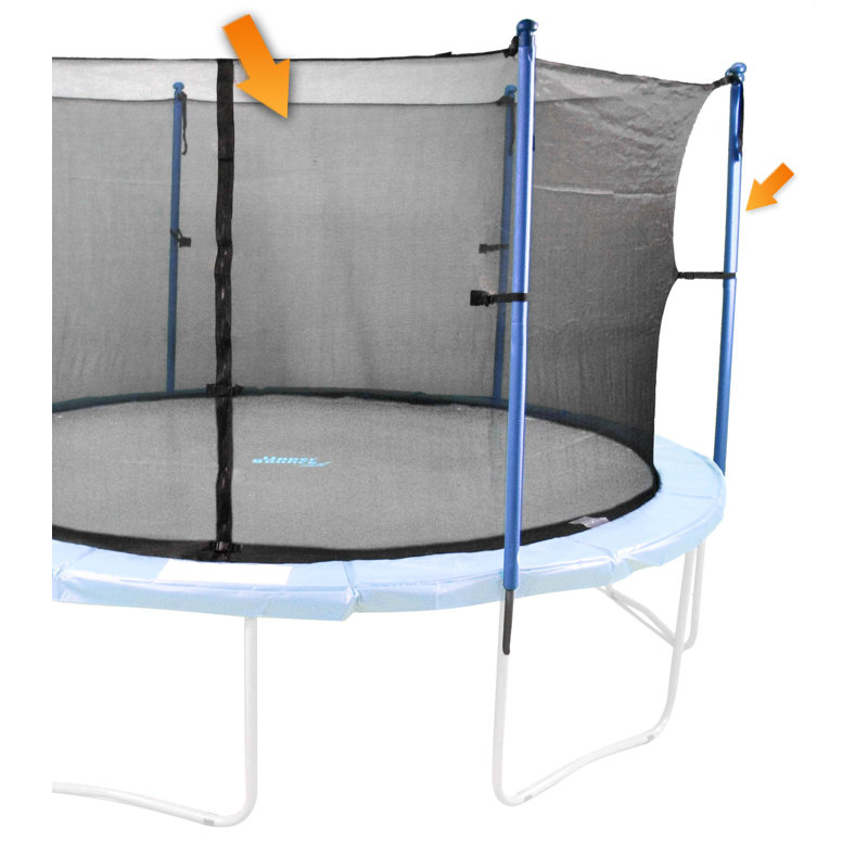 Trampoline Safety Enclosure Set including Trampoline Net, 6 Trampoline Poles (with 6 pole caps) Trampoline Pole Foam Sleeves - Fits 12ft Round Trampoline Frame - Installs Inside the Frame
