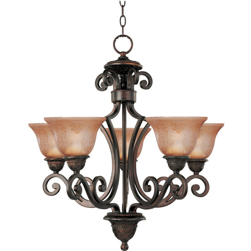 Hopson 5-Light Dimmable Shaded Chandelier , Screen Amber