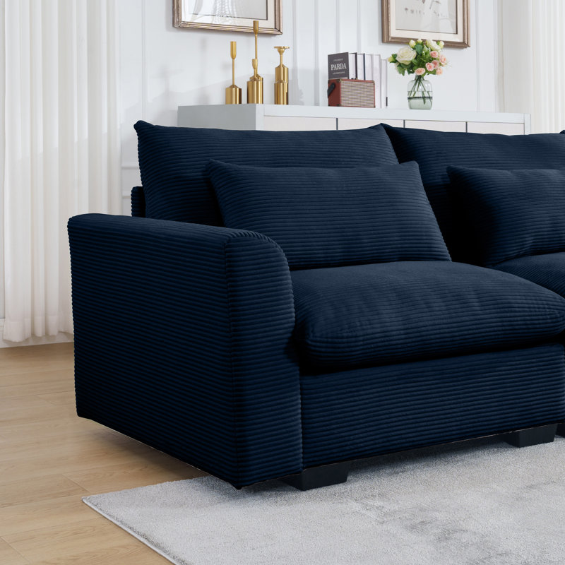 Canapé modulaire Modern Canapé modulaire en velours côtelé Canapé modulaire, H 34,6 po x l 86,6 po x P 66,4 po, Bleu