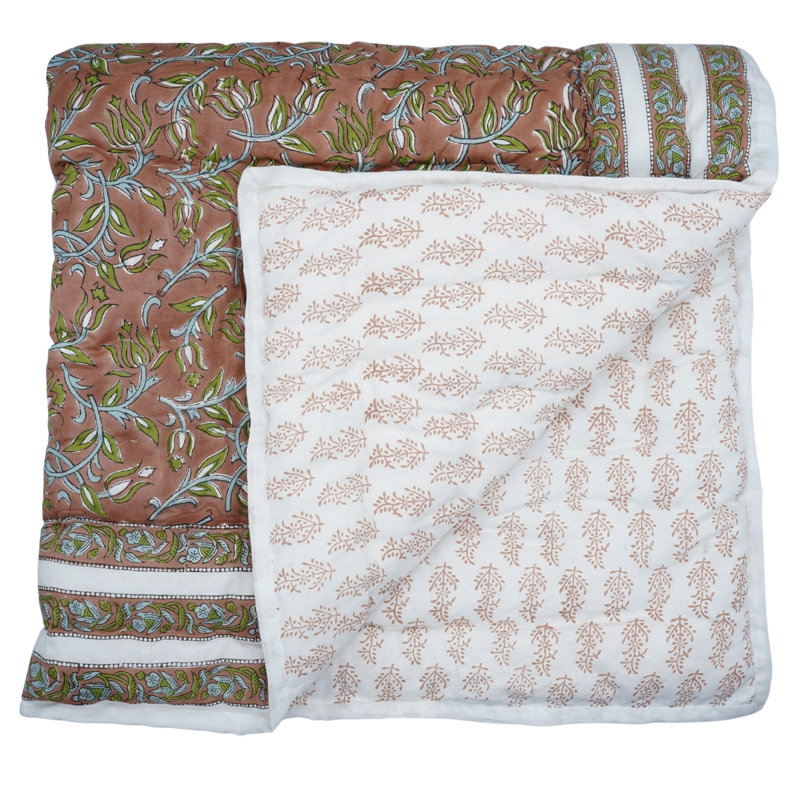 Literie bohème de luxe à motif floral en tissu imprimé Fab Fabine pour chambre et canapé, Rouge / brun / bleu