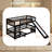 Twin Over Twin Low Bunk Bed With Slide, Fence And Ladder For Kids & Teens, Espresso-1824739675