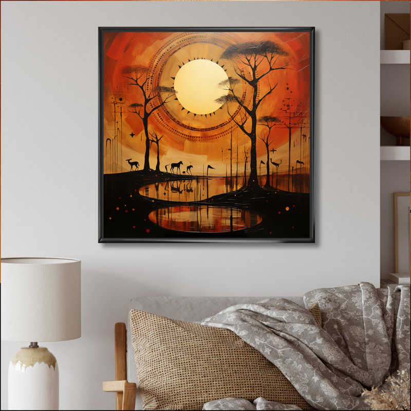 African Savannah Serenade IV sur toile, H 30 po x l 30 po x P 1 po, Cadre flottant noir