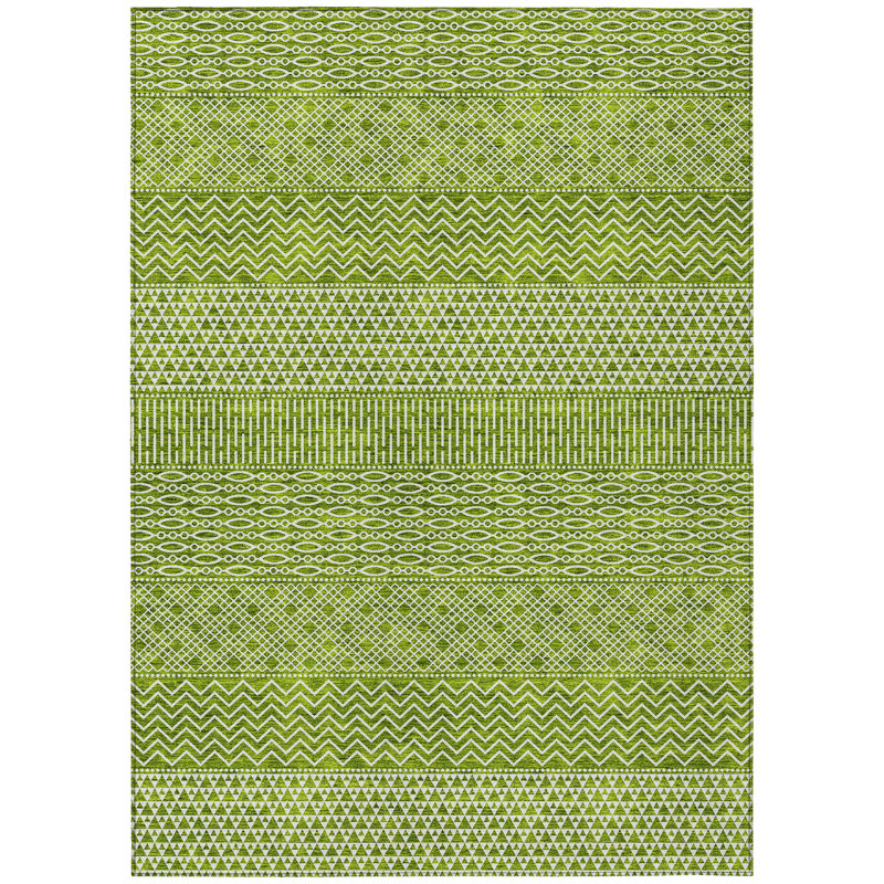 Tapis intérieur lavable à chevrons vert lime et ivoire 8 pi x 10 pi