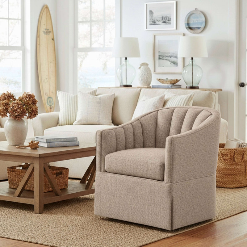 Fauteuil d'appoint pivotant à jupe, Gris Pierre