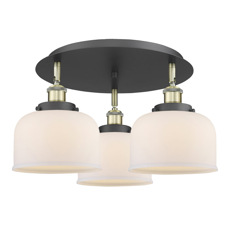 Bejtullah Glass Flush Mount, Black Antique Brass, Matte White