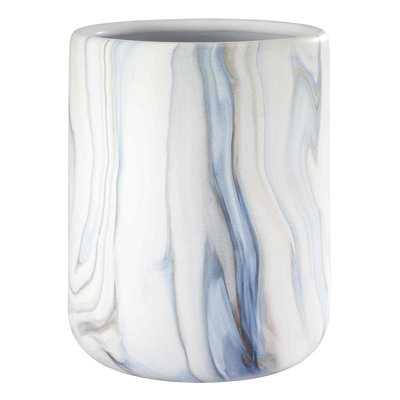 Waves Bath Blue Wastebasket