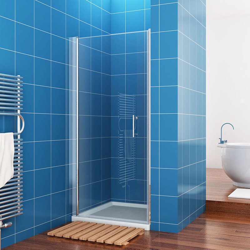 FPivot 29.5''-31'' W  x  72'' H Frameless Pivot Shower Door with 1/4'' Tempered Glass and Stainless Handle