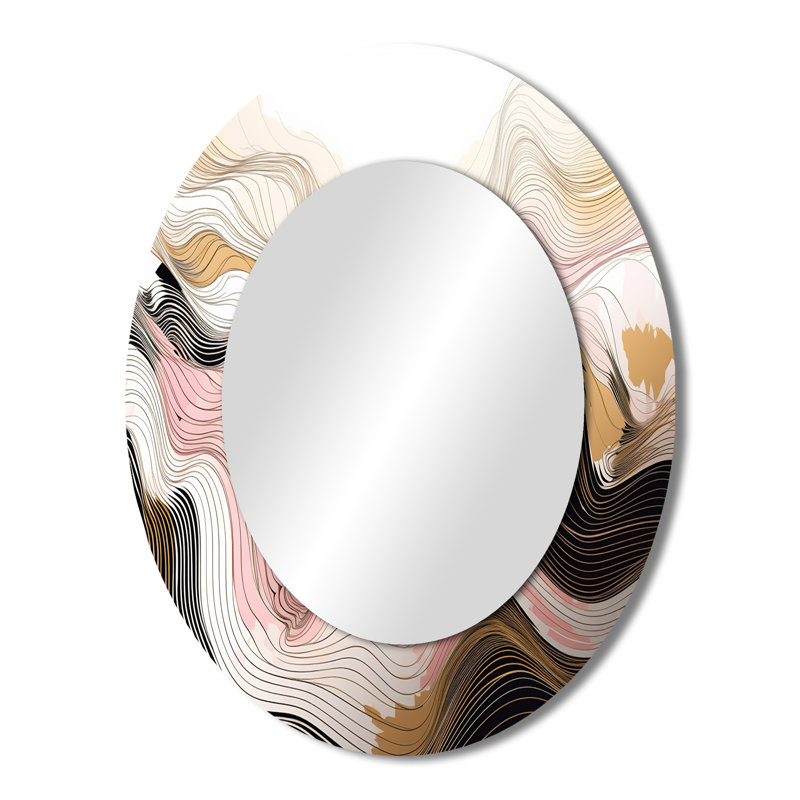 Exploration des lignes abstraites V - miroir mural ovale moderne, 43 po x 33 po