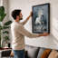 White Horse in Mist Modern 1 Piece Single Picture Frame Wall Art-1531970402-1531970407