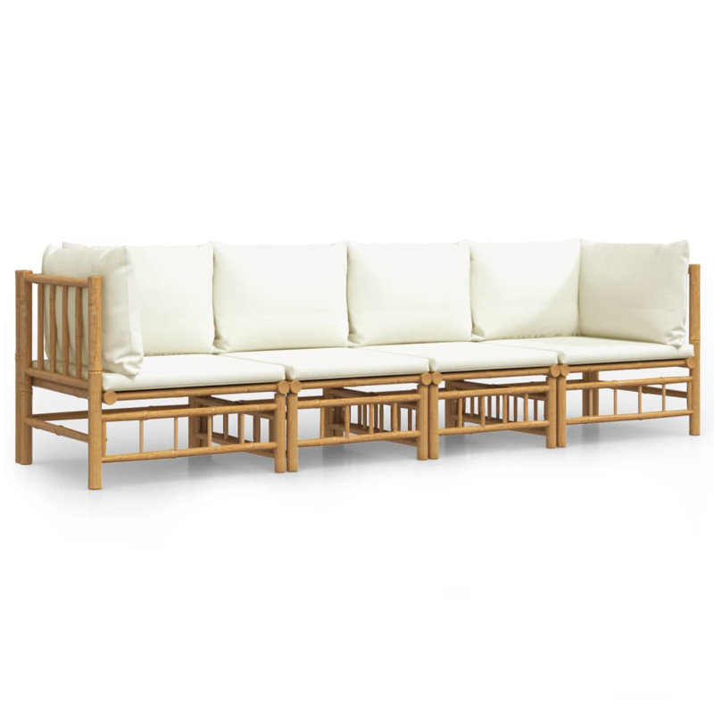 Patio Sectional Set with Cushions, Cream White