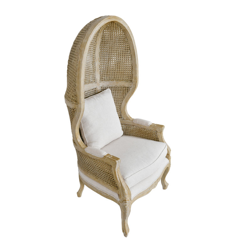 Fauteuil ballon Havel, Structure beige / coussin blanc cassé