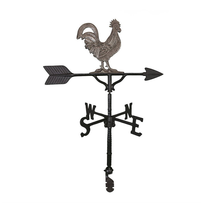 Swedish Iron Rooster Arrow Weathervane, 32-Inch, Weather Resistant