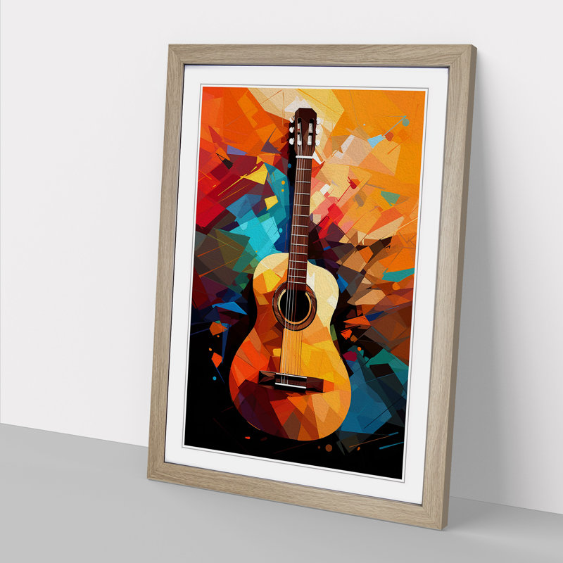 Acoustic Guitar Pop No.2 - Framed Print, Oak , 34cm H x 25cm W x 2cm D