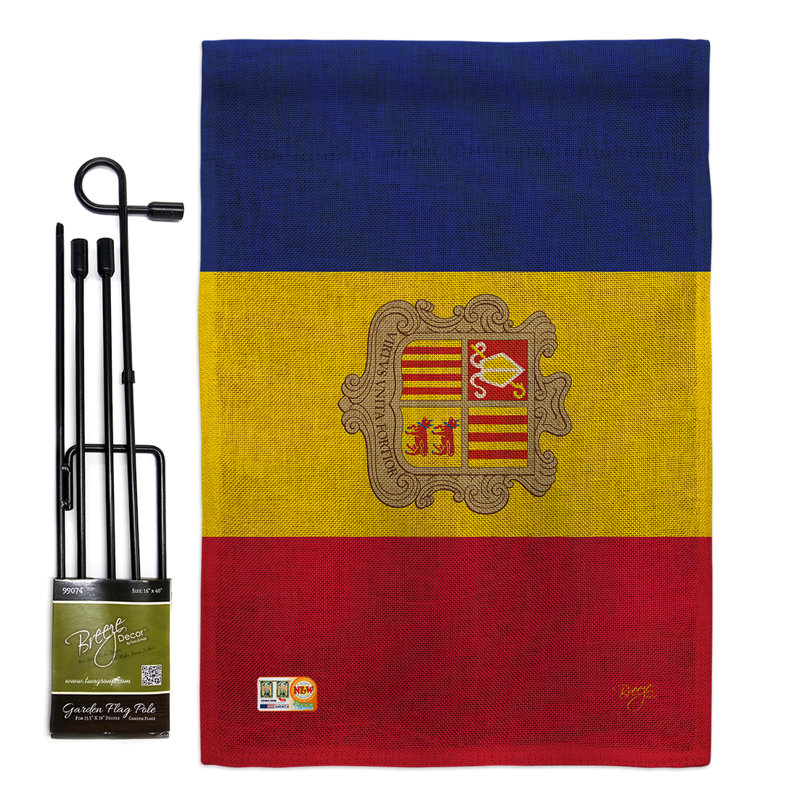 Andorre the world, expositions à 2 côtés en toile jute de 19 po x 13 po ensemble de drapeau