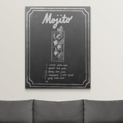« v », affiche rétro dépilé Chalkboard Cocktails, H 48 po x l 38 po x P 1,5 po, Toile