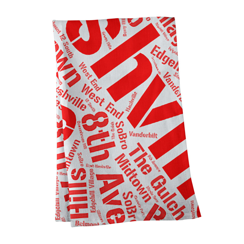 Cotton Tea Towel Kitchen Towel, Red, Nashville