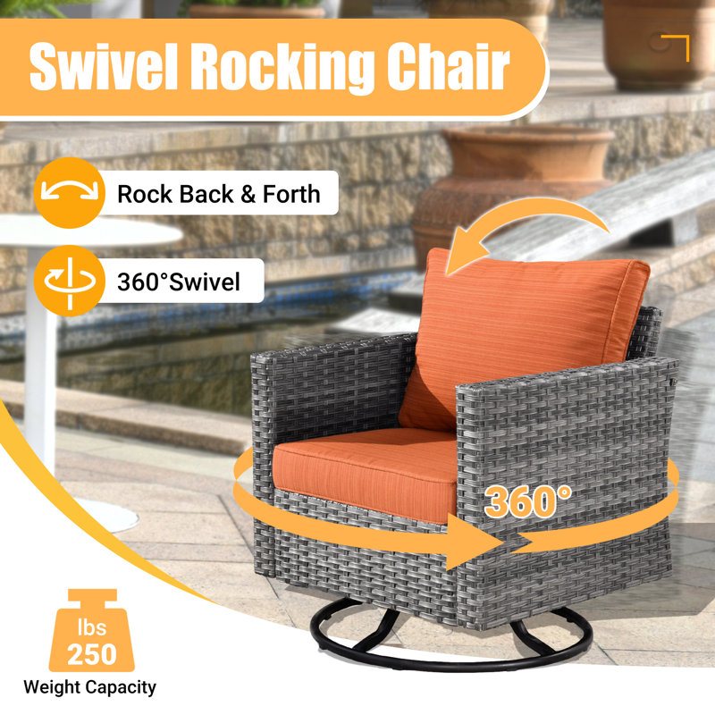 Kiontae 6 - Person Patio Conversation Set with Cushions, Orange Red