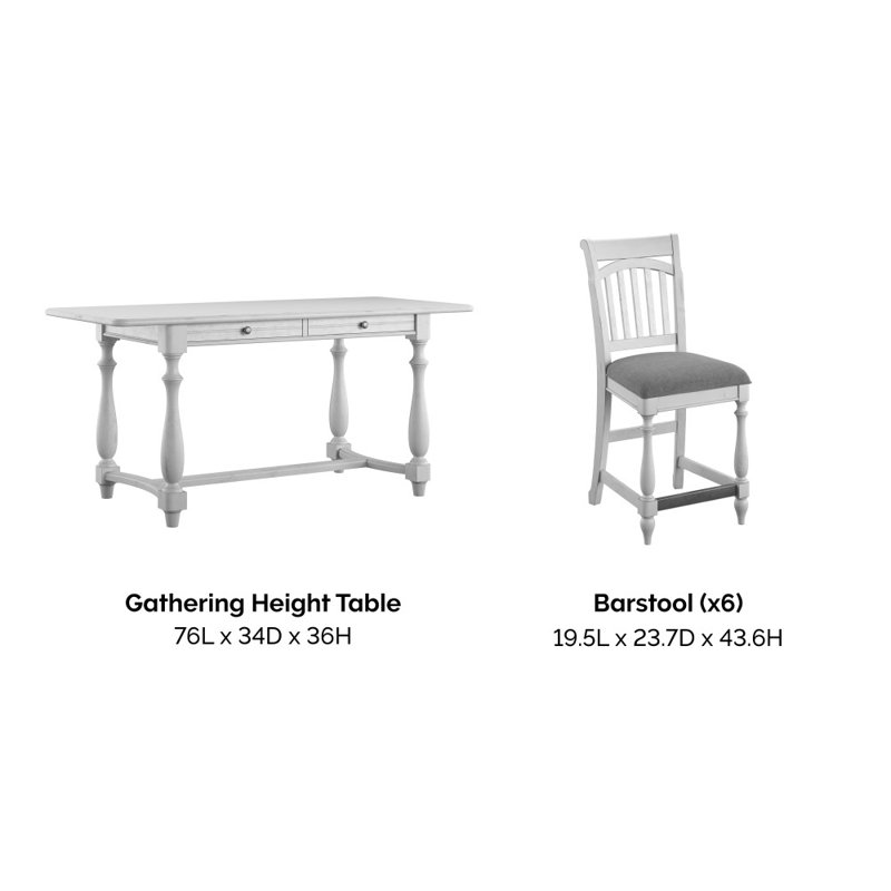 Table de salle à manger Towler New Haven avec ensemble 6 personnes, H 36 po x L 34 po x l 76 po