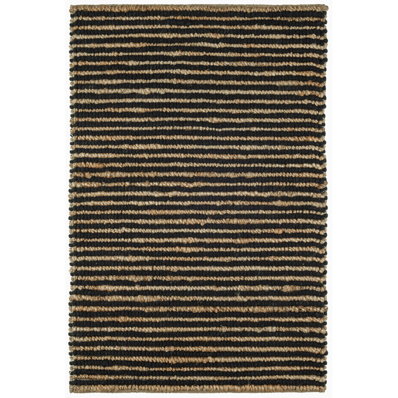 Twiggy Black Handwoven Wool/Jute Rug, Rectangle 8' x 10'