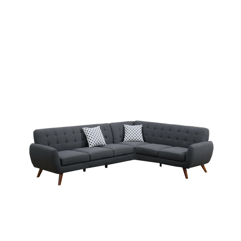 Gaege Upholstered L-Shaped Sectional Right Hand Facing, Ash Black Polyester Blend