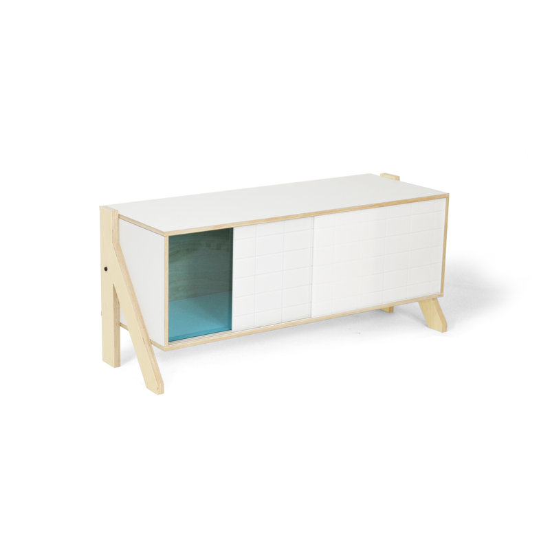 Margret 115cm Sideboard, Snow White and Blue/White