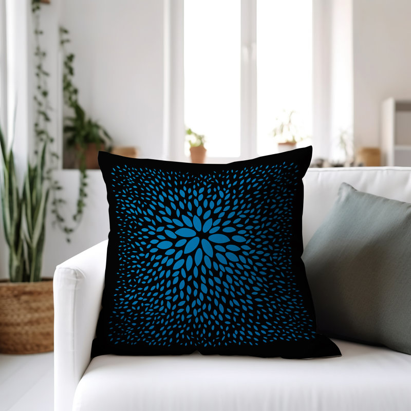 Bavaria Spun Polyester Reversible Throw Pillow, 17"H x 17"W, Turquoise/Black