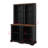 2-Piece Tall Freestanding Cabinet Set With Walnut Top, Open Storage Bookshelf With Curved Design, Anti-Tip Device-1601283340