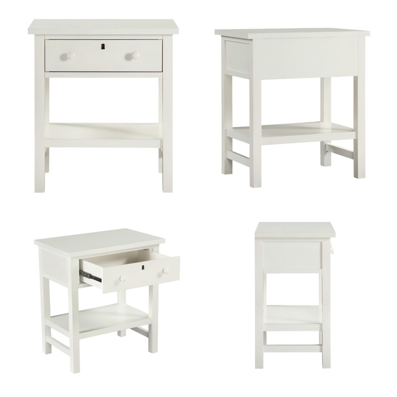 Table de chevet avec tablette ouverte Finley, Blanc