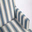 Chaise d'appoint rembourrée, fauteuil vintage avec tissu en lin rayé bleu et blanc