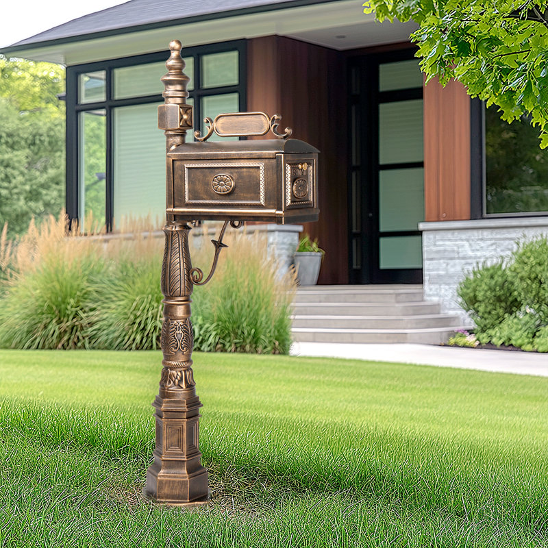 Metal Post Mounted Mailbox