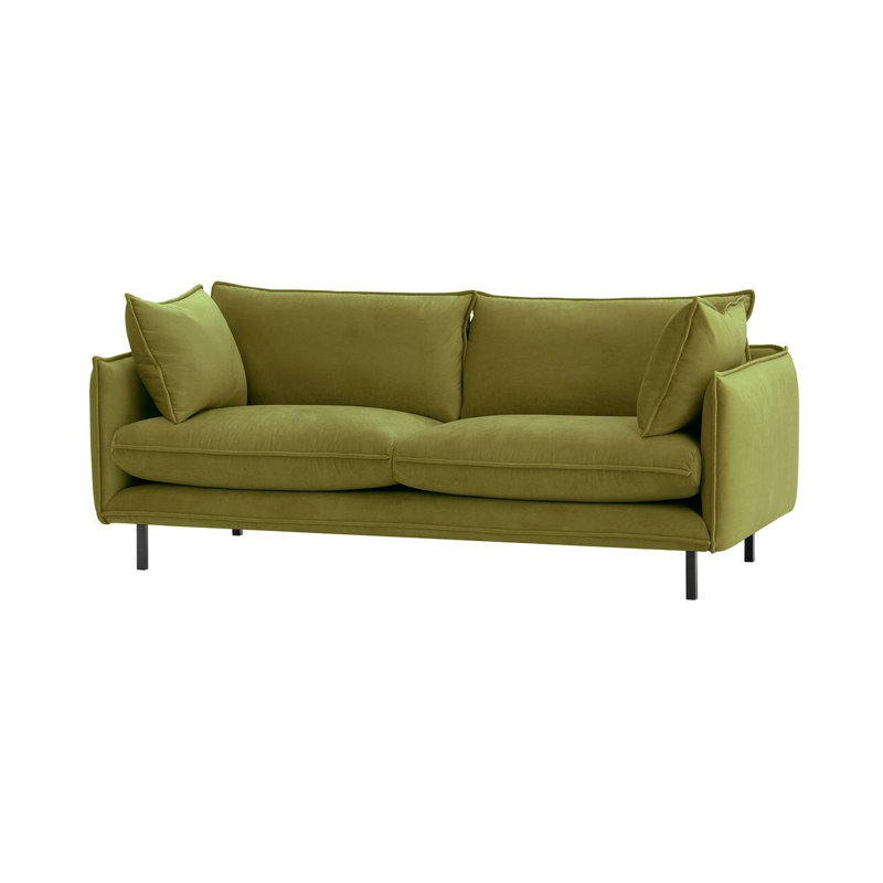 Neshay 3 Seater Velvet Sofa, Green