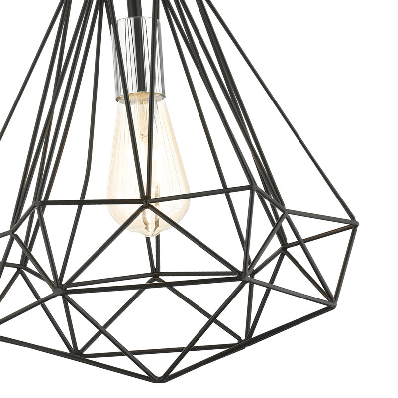 Luminaire suspendu géométrique à 1 lumière Lindgren, Noir brillant