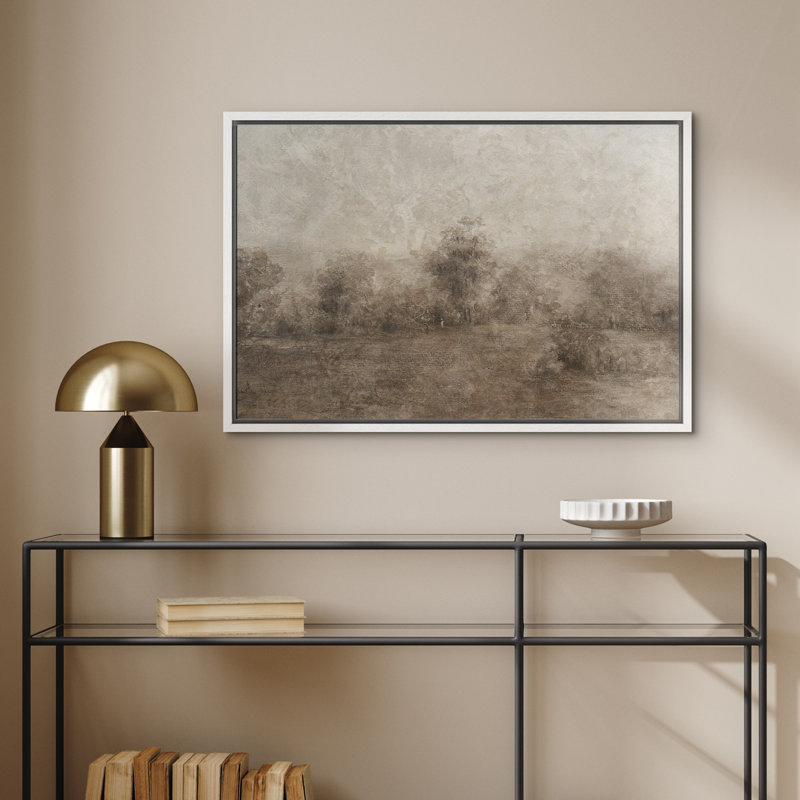 «Brown Abstract Country Landscape Decor», impression sur toile encadrée, H 24 po x l 36 po, Blanc