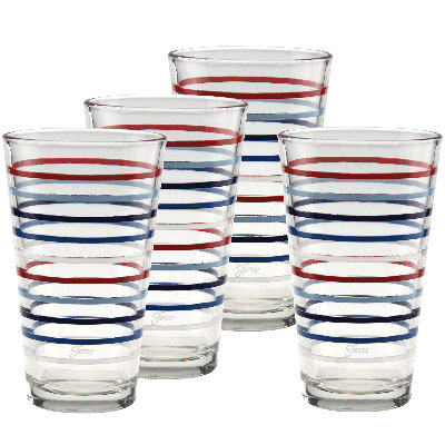 Fiesta Aegean Thin Stripe 16-Ounce Tapered Cooler Glass Set of 4