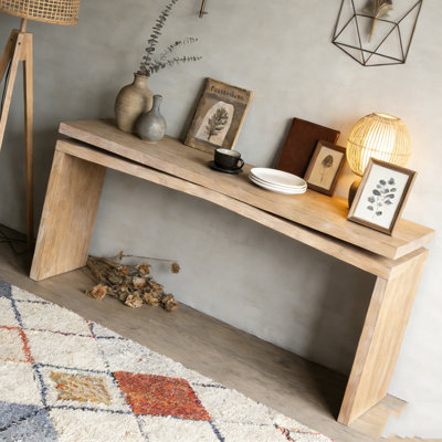 Console 65 pouces en placage de bois massif rustique