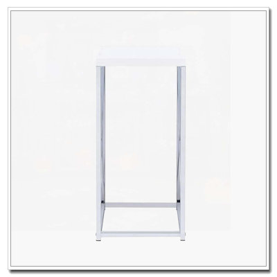 Table d'appoint blanc brillant et chrome