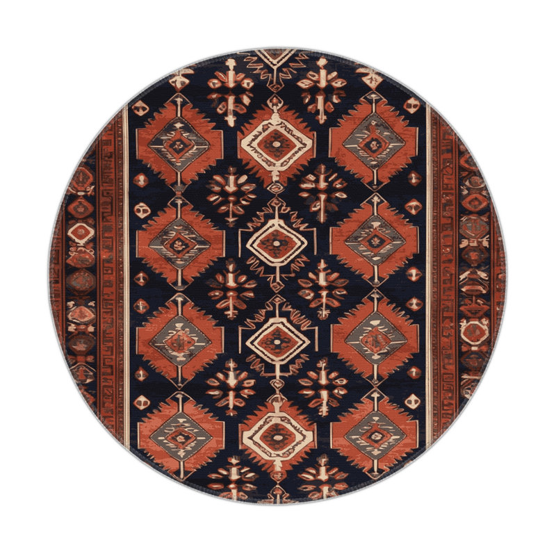 Tapis d'intérieur et d'extérieur brun Persian, Rond 5 pi