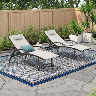 Alissondra Outdoor Powder Coated Aluminum Chaise Lounge